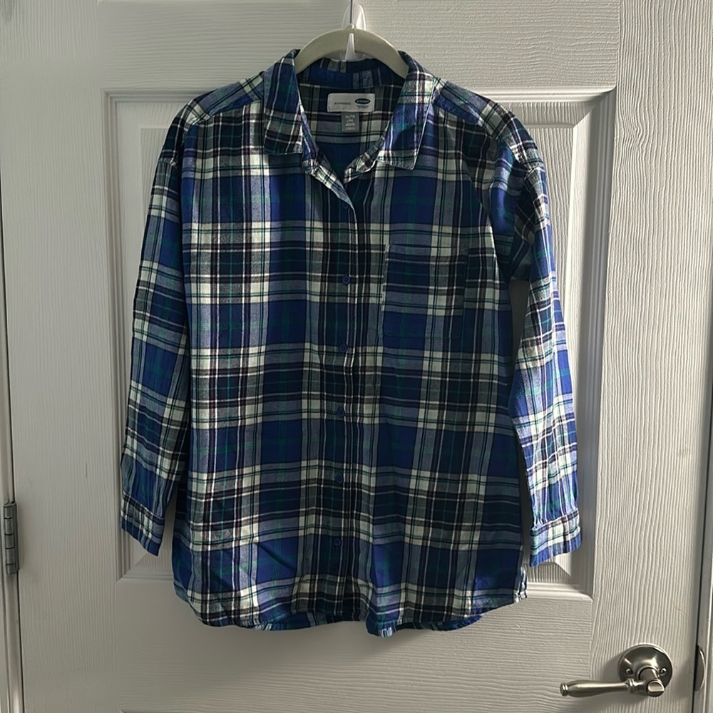 Old Navy Plaid Button Up Blue